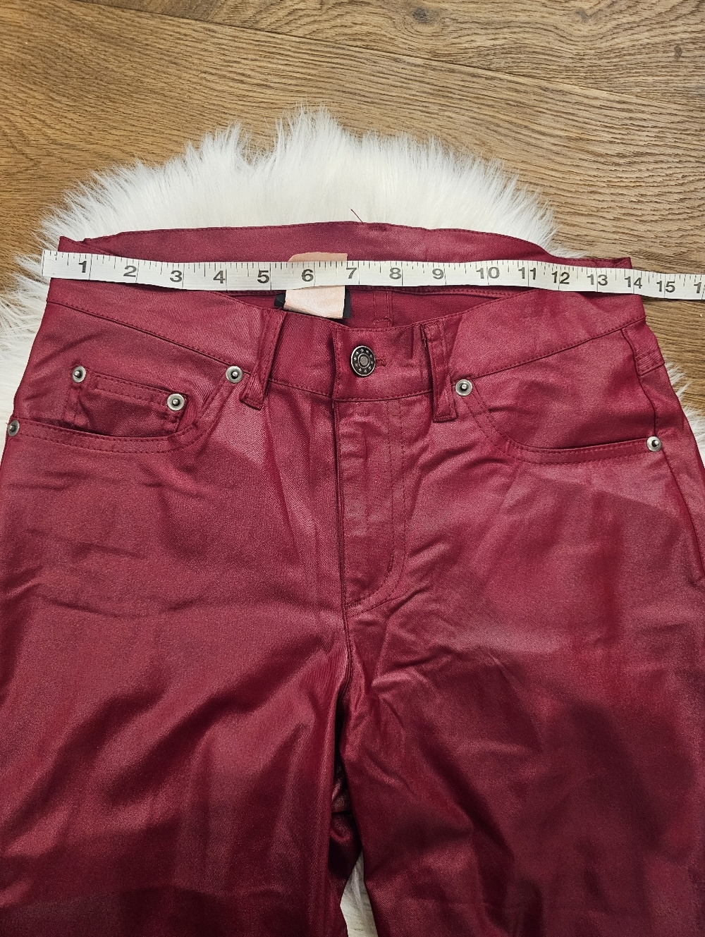 Vintage Low Rise Red Wine Coated Straight Leg Pants - Picture 6 of 9